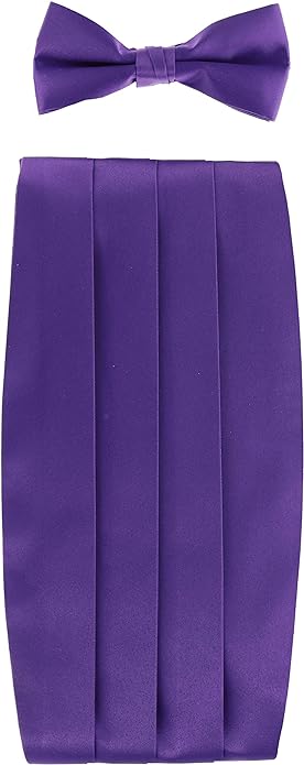 Solid Cummerbund, Bow Tie & Pocket Sqaure Set in a Box by Vittorio Farina (cummerbund - purple) for Independent Retail Stores by Dubal Brothers