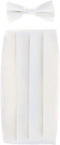 Solid Cummerbund, Bow Tie & Pocket Sqaure Set in a Box by Vittorio Farina (cummerbund - white) for Independent Retail Stores by Dubal Brothers