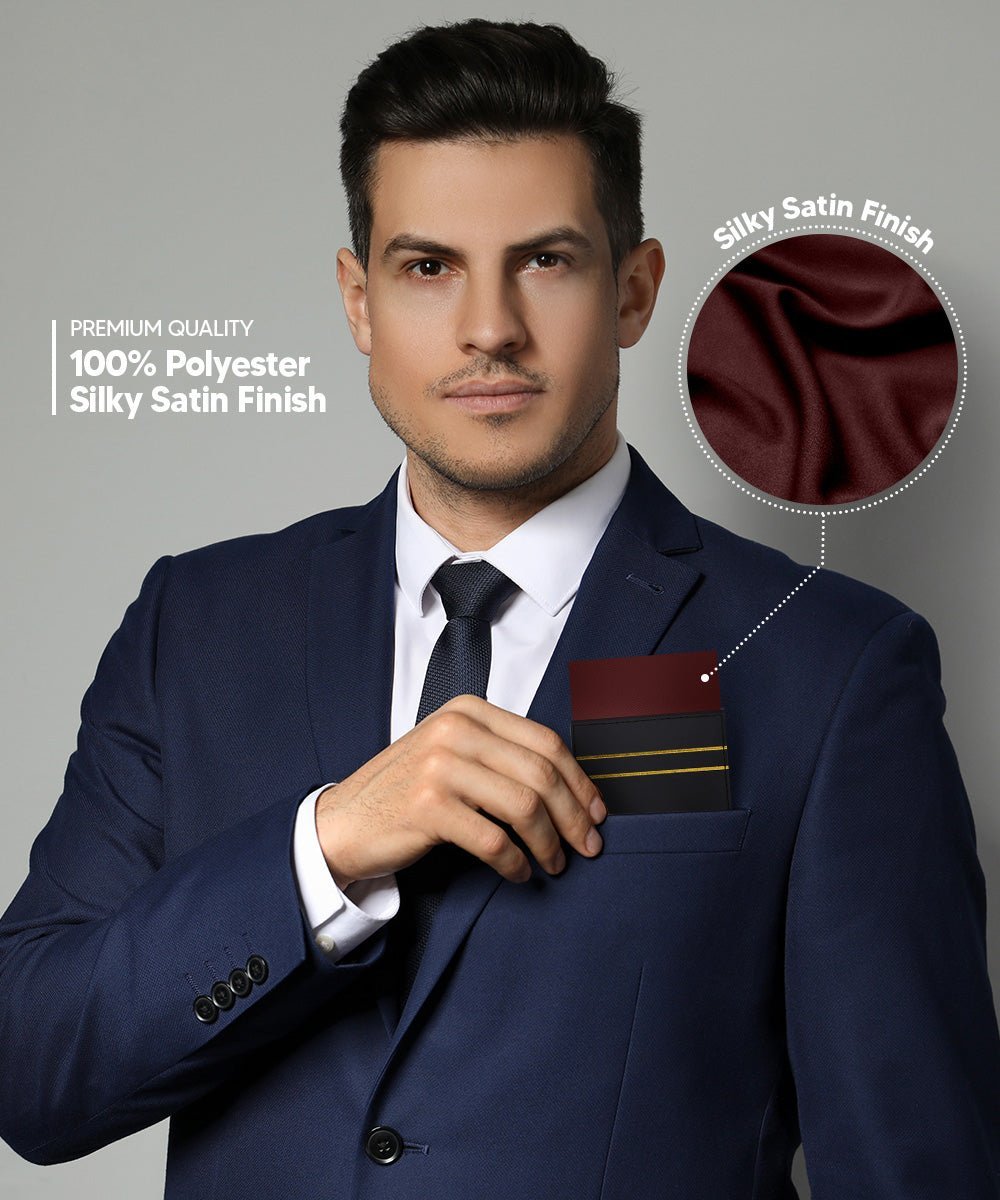 Solid Flat Pre - Folded Pocket Square by Vittorio Farina (PS - PREFOLD - FLAT_BROWN) for Independent Retail Stores by Dubal Brothers