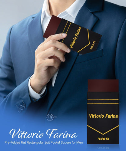 Solid Flat Pre - Folded Pocket Square by Vittorio Farina (PS - PREFOLD - FLAT_BROWN) for Independent Retail Stores by Dubal Brothers