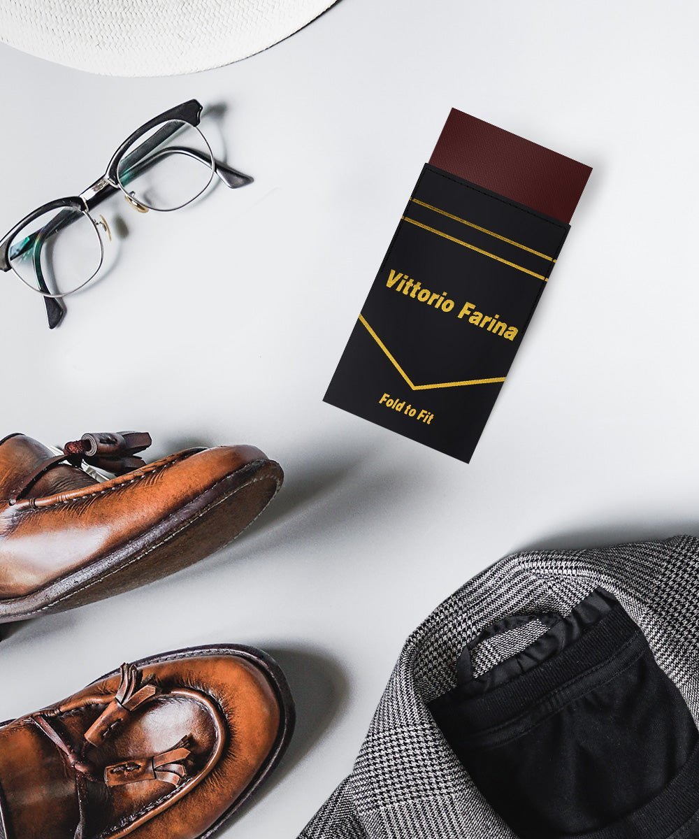 Solid Flat Pre - Folded Pocket Square by Vittorio Farina (PS - PREFOLD - FLAT_BROWN) for Independent Retail Stores by Dubal Brothers