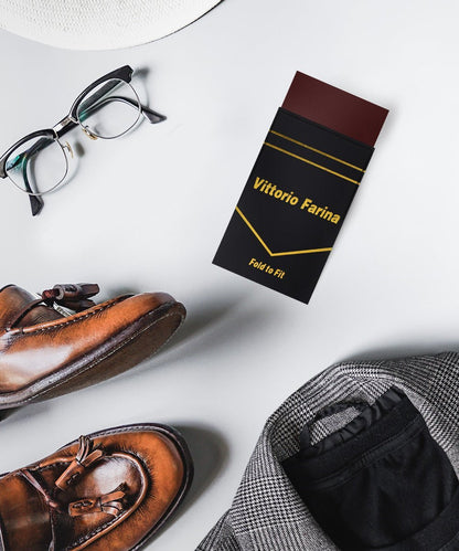 Solid Flat Pre - Folded Pocket Square by Vittorio Farina (PS - PREFOLD - FLAT_BROWN) for Independent Retail Stores by Dubal Brothers