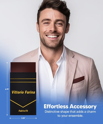 Solid Flat Pre - Folded Pocket Square by Vittorio Farina (PS - PREFOLD - FLAT_BROWN) for Independent Retail Stores by Dubal Brothers