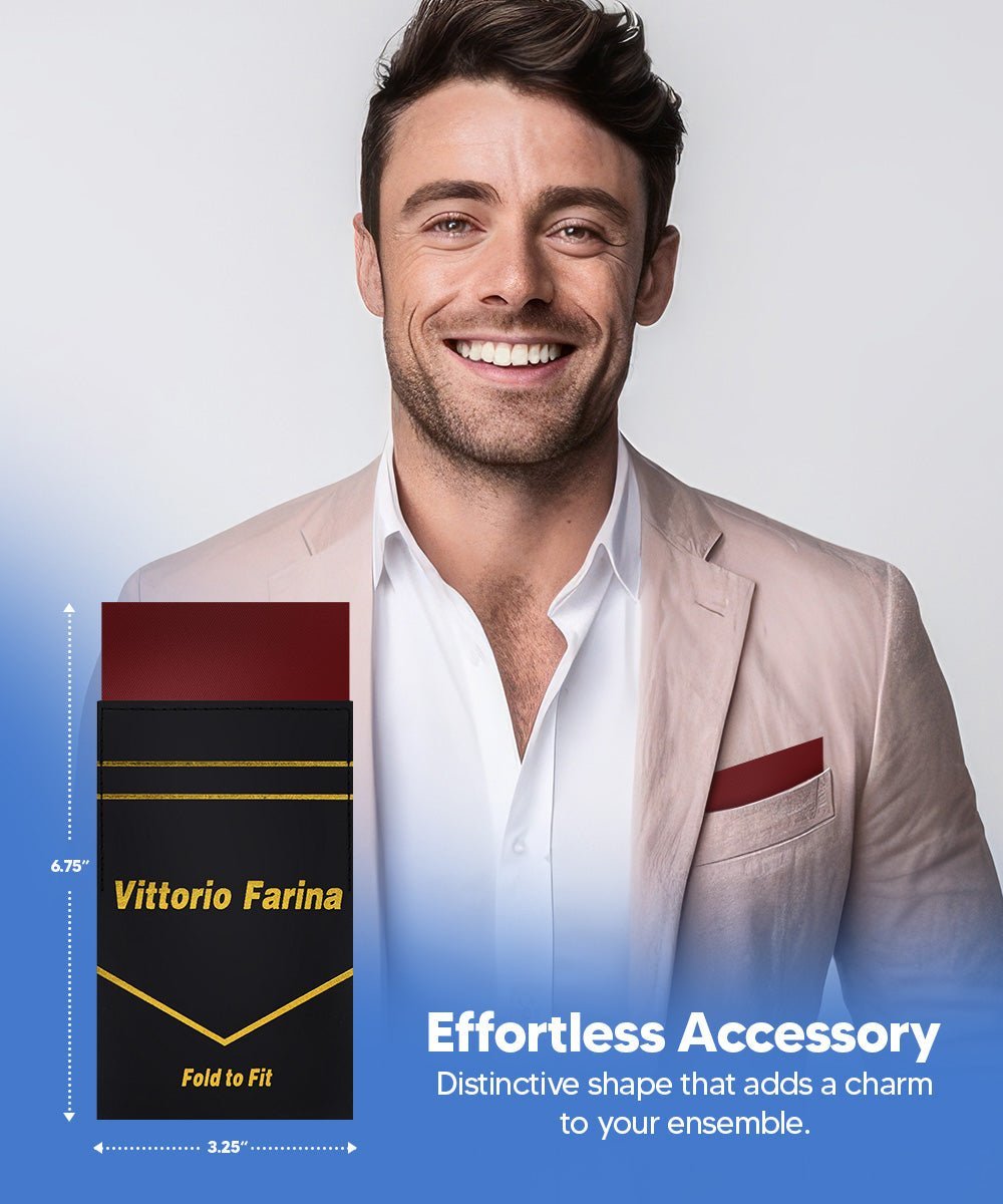 Solid Flat Pre - Folded Pocket Square by Vittorio Farina (PS - PREFOLD - FLAT_BURGUNDY) for Independent Retail Stores by Dubal Brothers