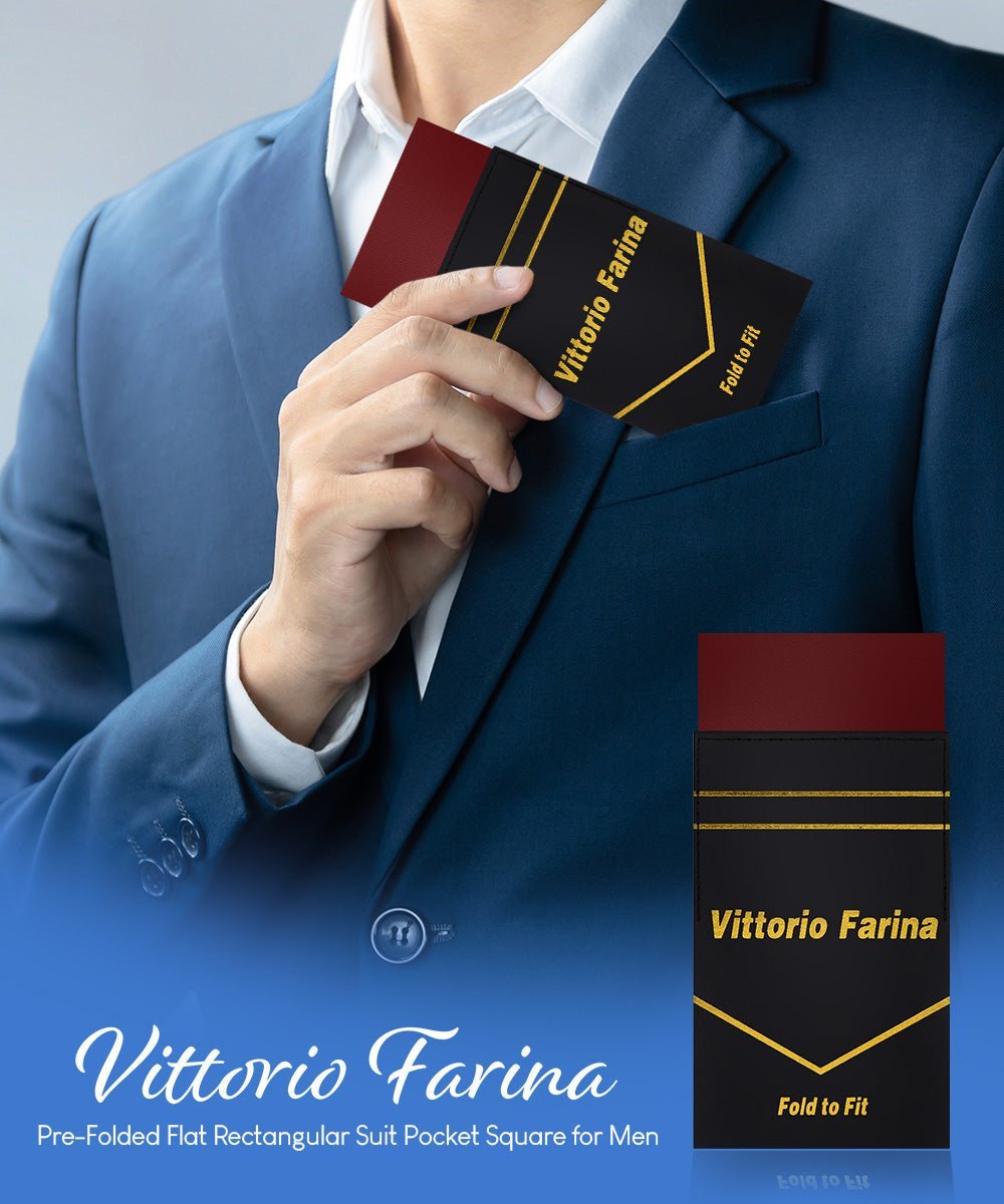 Solid Flat Pre - Folded Pocket Square by Vittorio Farina (PS - PREFOLD - FLAT_BURGUNDY) for Independent Retail Stores by Dubal Brothers