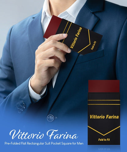 Solid Flat Pre - Folded Pocket Square by Vittorio Farina (PS - PREFOLD - FLAT_BURGUNDY) for Independent Retail Stores by Dubal Brothers