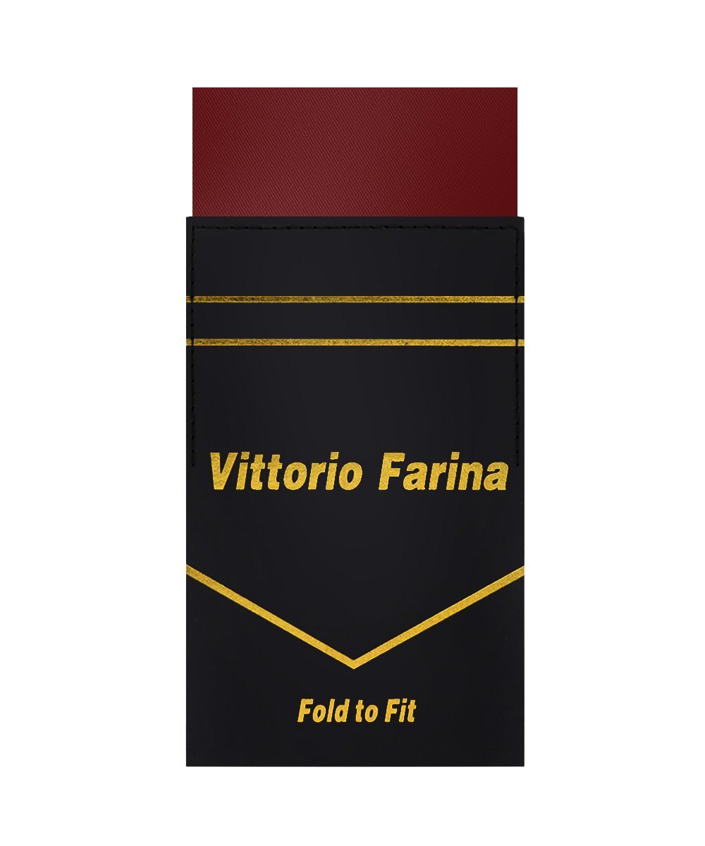 Solid Flat Pre - Folded Pocket Square by Vittorio Farina (PS - PREFOLD - FLAT_BURGUNDY) for Independent Retail Stores by Dubal Brothers