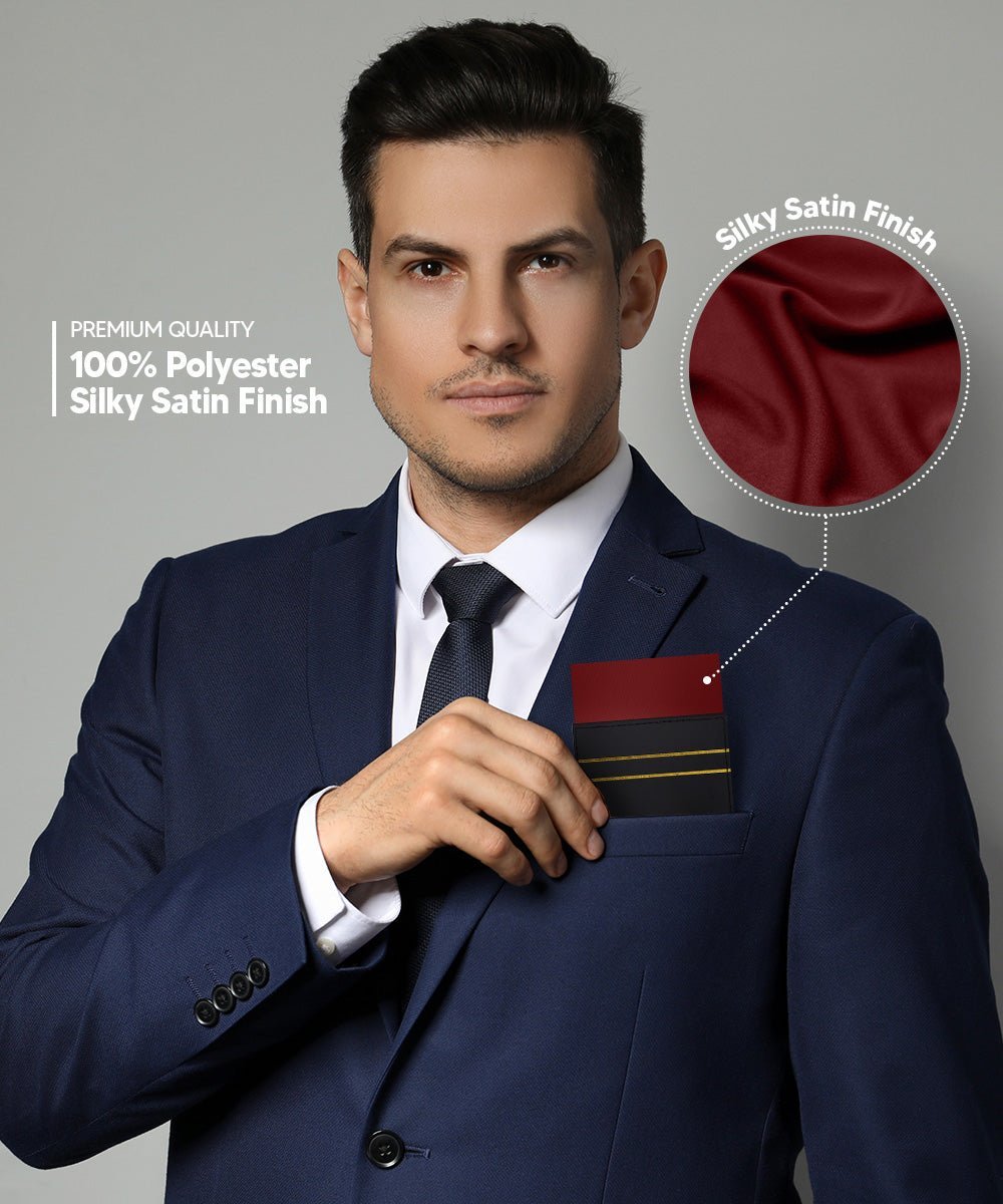 Solid Flat Pre - Folded Pocket Square by Vittorio Farina (PS - PREFOLD - FLAT_BURGUNDY) for Independent Retail Stores by Dubal Brothers