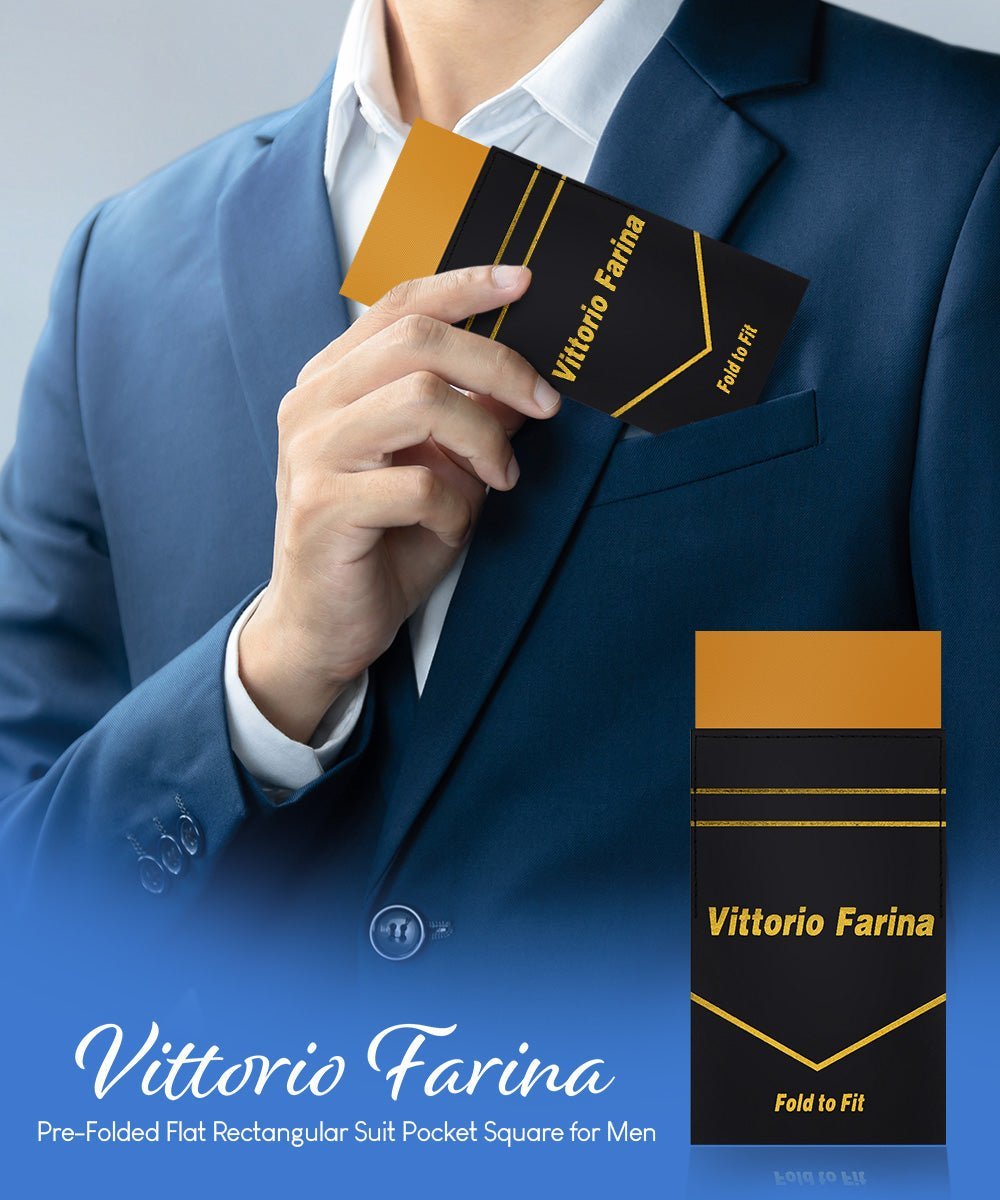 Solid Flat Pre - Folded Pocket Square by Vittorio Farina (PS - PREFOLD - FLAT_GOLD) for Independent Retail Stores by Dubal Brothers