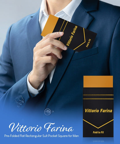 Solid Flat Pre - Folded Pocket Square by Vittorio Farina (PS - PREFOLD - FLAT_GOLD) for Independent Retail Stores by Dubal Brothers