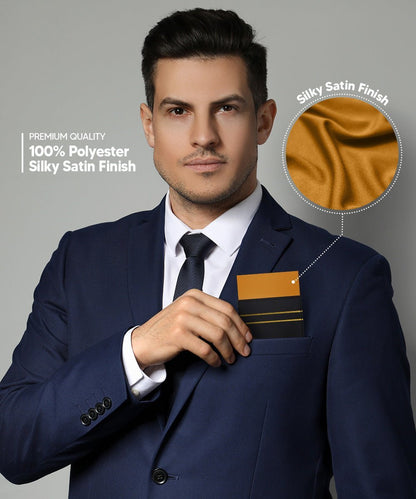 Solid Flat Pre - Folded Pocket Square by Vittorio Farina (PS - PREFOLD - FLAT_GOLD) for Independent Retail Stores by Dubal Brothers