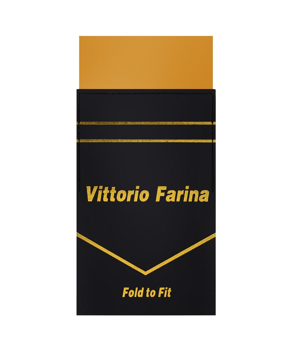 Solid Flat Pre - Folded Pocket Square by Vittorio Farina (PS - PREFOLD - FLAT_GOLD) for Independent Retail Stores by Dubal Brothers