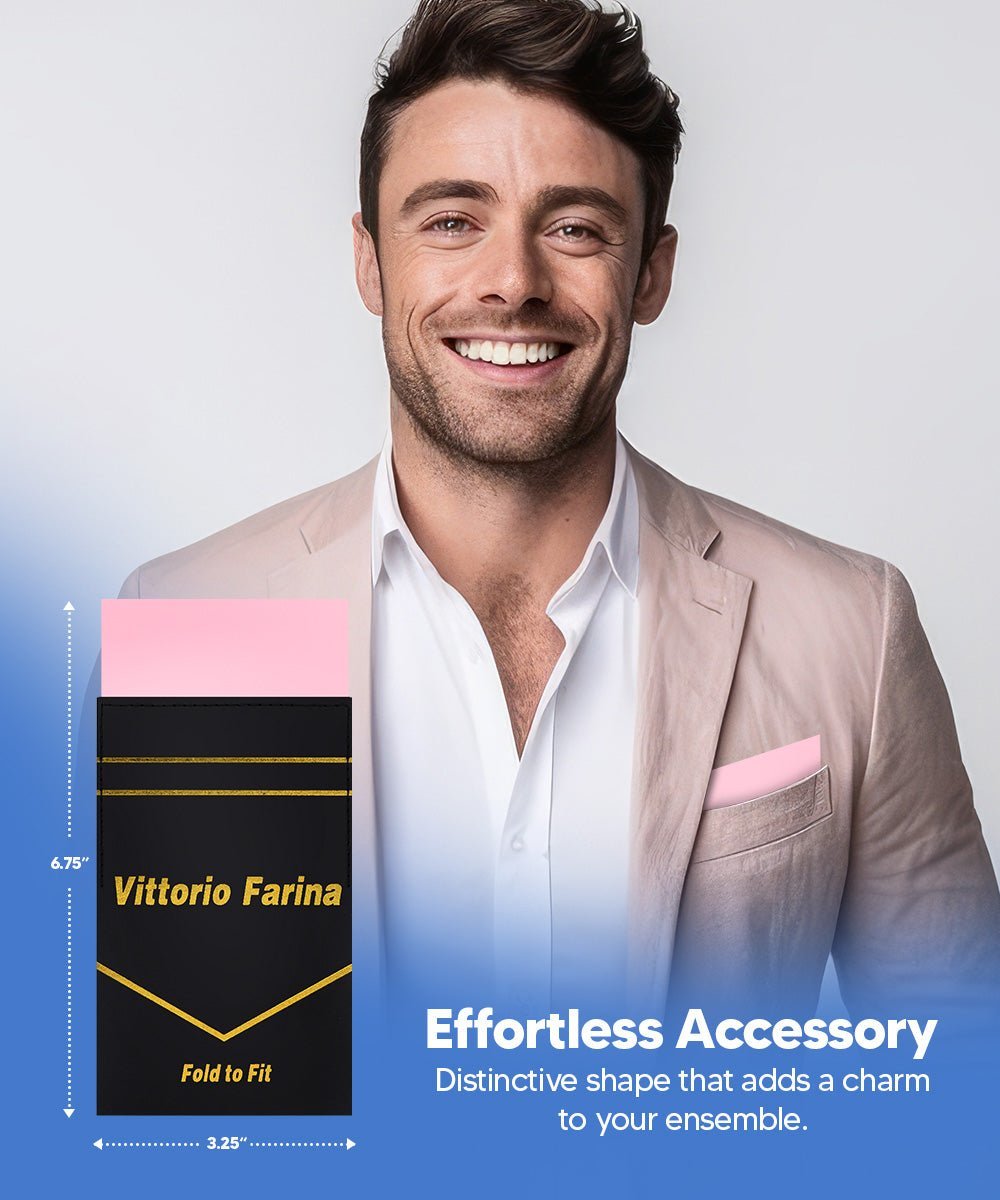 Solid Flat Pre - Folded Pocket Square by Vittorio Farina (PS - PREFOLD - FLAT_PINK) for Independent Retail Stores by Dubal Brothers