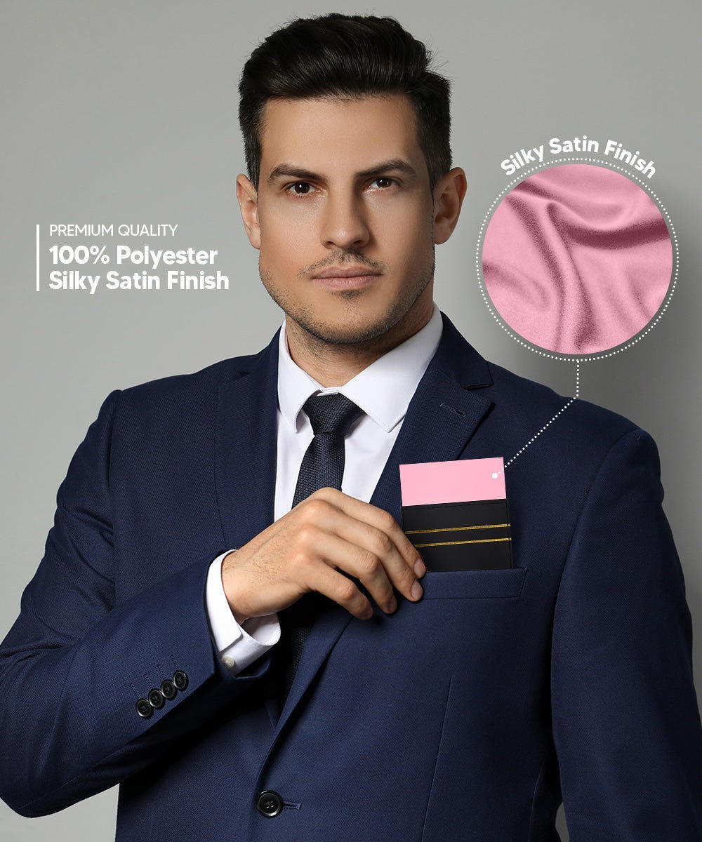 Solid Flat Pre - Folded Pocket Square by Vittorio Farina (PS - PREFOLD - FLAT_PINK) for Independent Retail Stores by Dubal Brothers