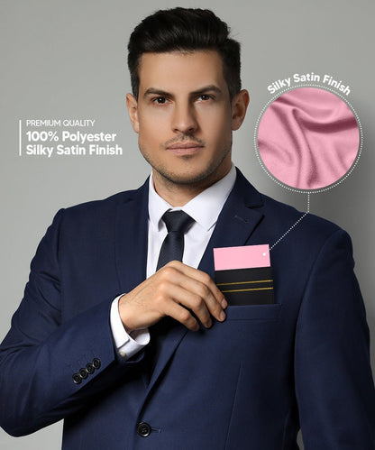 Solid Flat Pre - Folded Pocket Square by Vittorio Farina (PS - PREFOLD - FLAT_PINK) for Independent Retail Stores by Dubal Brothers