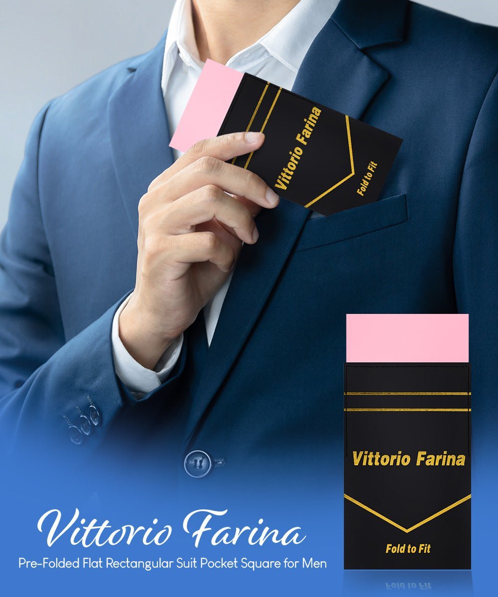 Solid Flat Pre - Folded Pocket Square by Vittorio Farina (PS - PREFOLD - FLAT_PINK) for Independent Retail Stores by Dubal Brothers