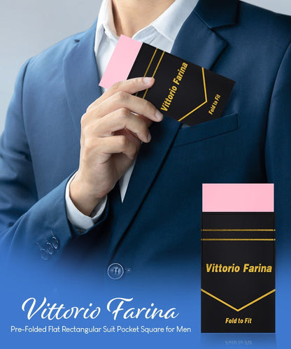 Solid Flat Pre - Folded Pocket Square by Vittorio Farina (PS - PREFOLD - FLAT_PINK) for Independent Retail Stores by Dubal Brothers