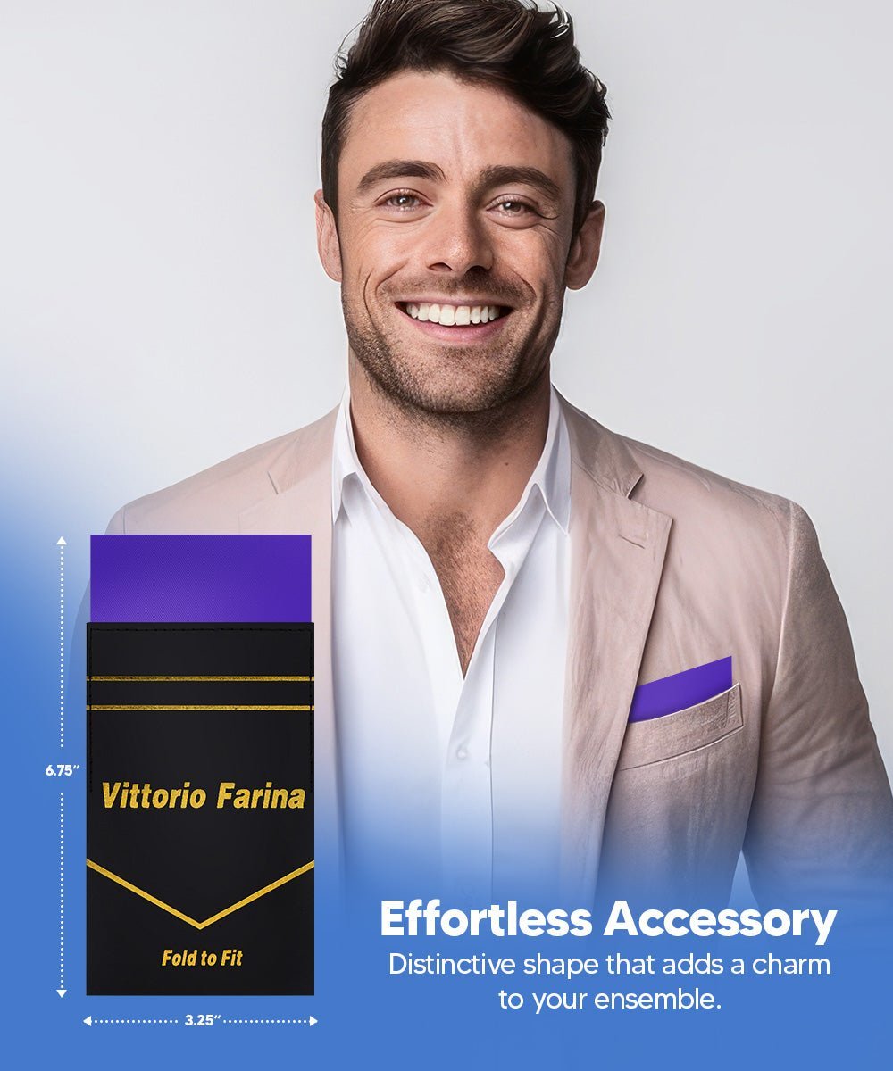 Solid Flat Pre - Folded Pocket Square by Vittorio Farina (PS - PREFOLD - FLAT_PURPLE) for Independent Retail Stores by Dubal Brothers