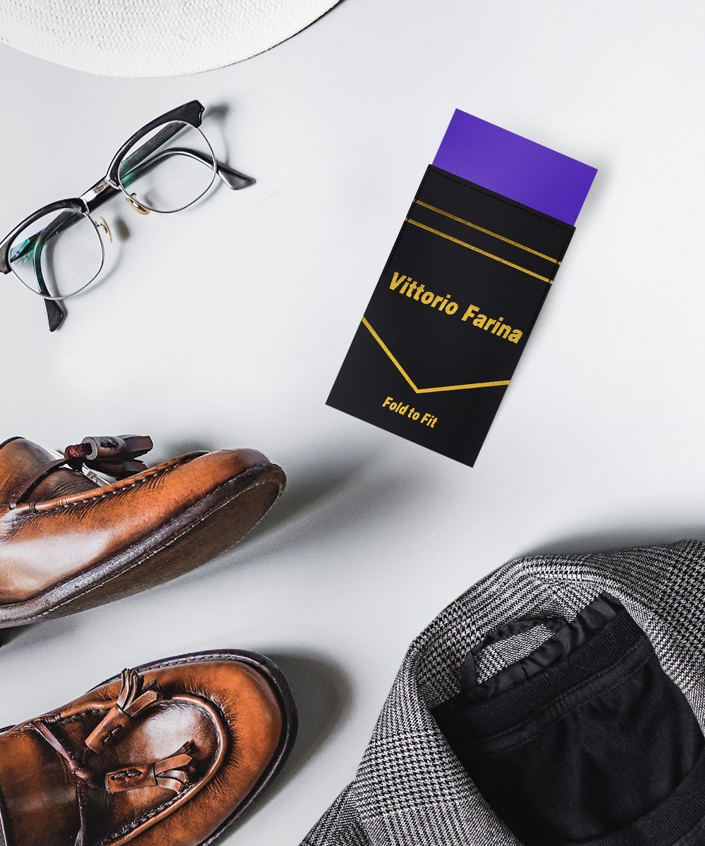 Solid Flat Pre - Folded Pocket Square by Vittorio Farina (PS - PREFOLD - FLAT_PURPLE) for Independent Retail Stores by Dubal Brothers