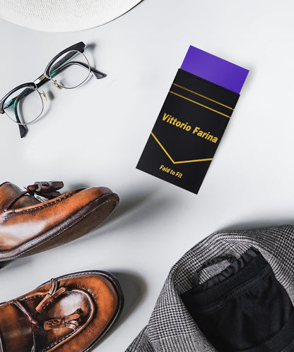 Solid Flat Pre - Folded Pocket Square by Vittorio Farina (PS - PREFOLD - FLAT_PURPLE) for Independent Retail Stores by Dubal Brothers