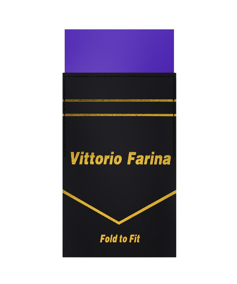 Solid Flat Pre - Folded Pocket Square by Vittorio Farina (PS - PREFOLD - FLAT_PURPLE) for Independent Retail Stores by Dubal Brothers