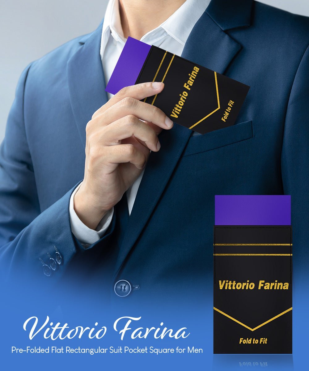 Solid Flat Pre - Folded Pocket Square by Vittorio Farina (PS - PREFOLD - FLAT_PURPLE) for Independent Retail Stores by Dubal Brothers