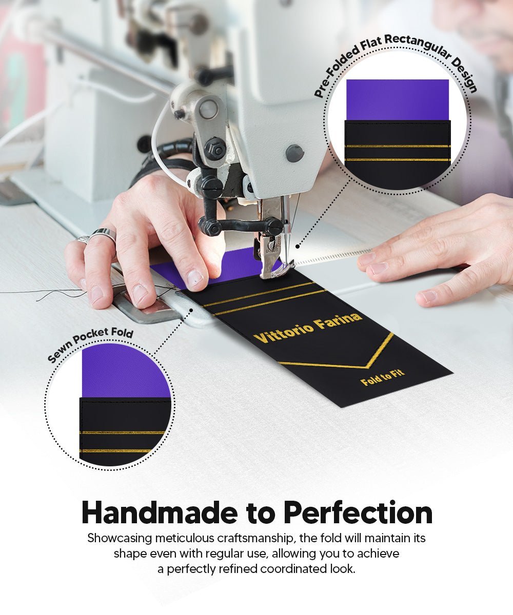 Solid Flat Pre - Folded Pocket Square by Vittorio Farina (PS - PREFOLD - FLAT_PURPLE) for Independent Retail Stores by Dubal Brothers