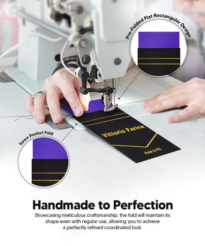 Solid Flat Pre - Folded Pocket Square by Vittorio Farina (PS - PREFOLD - FLAT_PURPLE) for Independent Retail Stores by Dubal Brothers