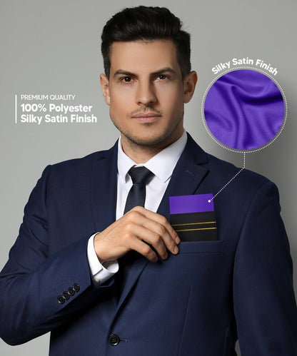Solid Flat Pre - Folded Pocket Square by Vittorio Farina (PS - PREFOLD - FLAT_PURPLE) for Independent Retail Stores by Dubal Brothers