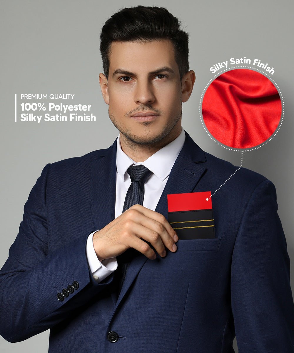 Solid Flat Pre - Folded Pocket Square by Vittorio Farina (PS - PREFOLD - FLAT_RED) for Independent Retail Stores by Dubal Brothers