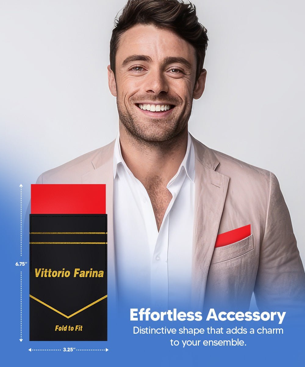 Solid Flat Pre - Folded Pocket Square by Vittorio Farina (PS - PREFOLD - FLAT_RED) for Independent Retail Stores by Dubal Brothers