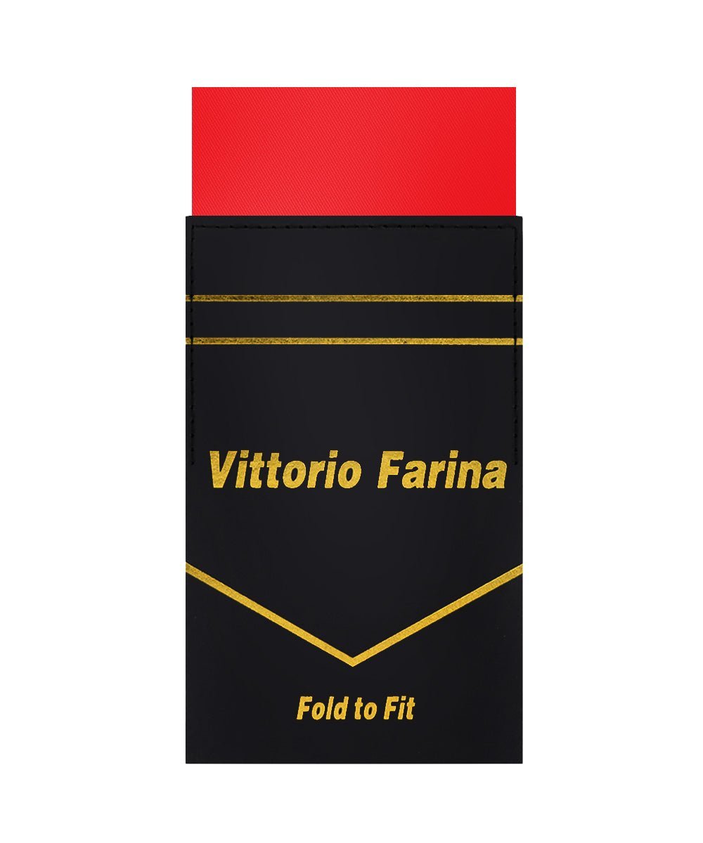 Solid Flat Pre - Folded Pocket Square by Vittorio Farina (PS - PREFOLD - FLAT_RED) for Independent Retail Stores by Dubal Brothers