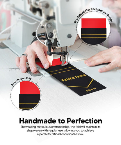 Solid Flat Pre - Folded Pocket Square by Vittorio Farina (PS - PREFOLD - FLAT_RED) for Independent Retail Stores by Dubal Brothers