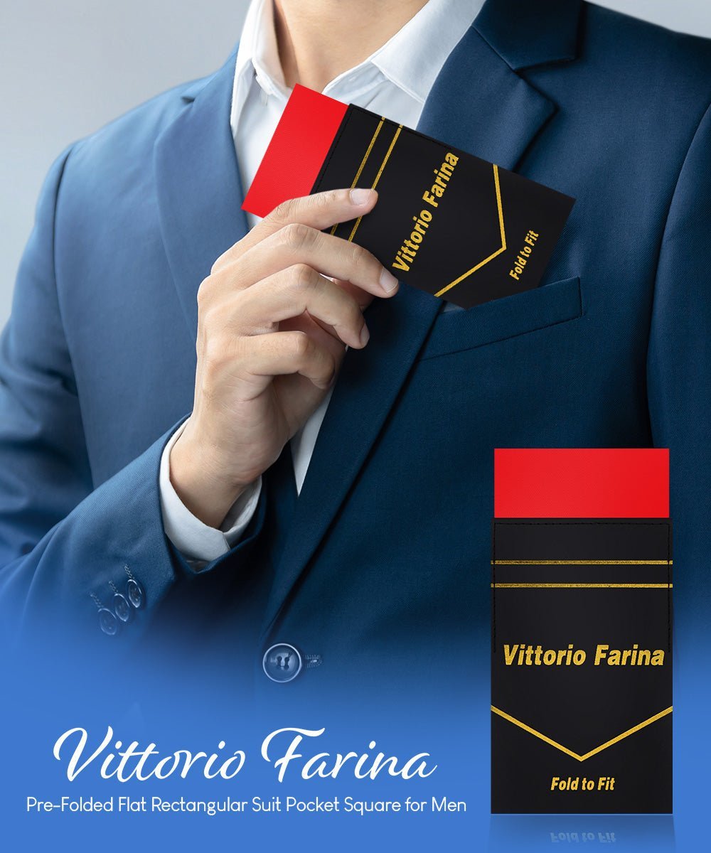 Solid Flat Pre - Folded Pocket Square by Vittorio Farina (PS - PREFOLD - FLAT_RED) for Independent Retail Stores by Dubal Brothers