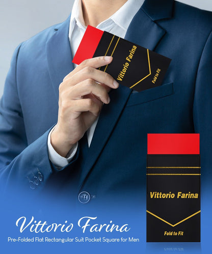Solid Flat Pre - Folded Pocket Square by Vittorio Farina (PS - PREFOLD - FLAT_RED) for Independent Retail Stores by Dubal Brothers