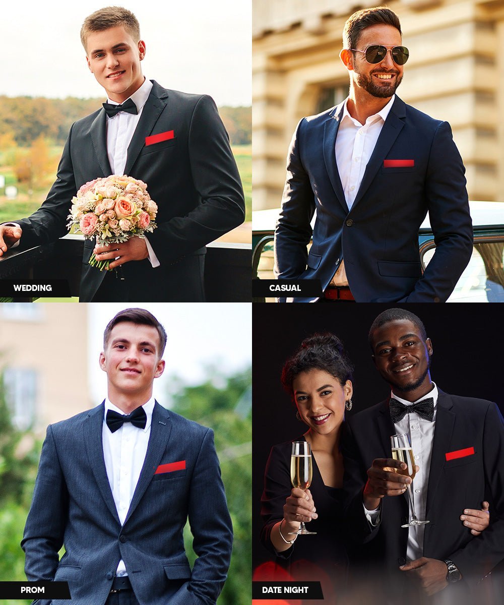 Solid Flat Pre - Folded Pocket Square by Vittorio Farina (PS - PREFOLD - FLAT_RED) for Independent Retail Stores by Dubal Brothers