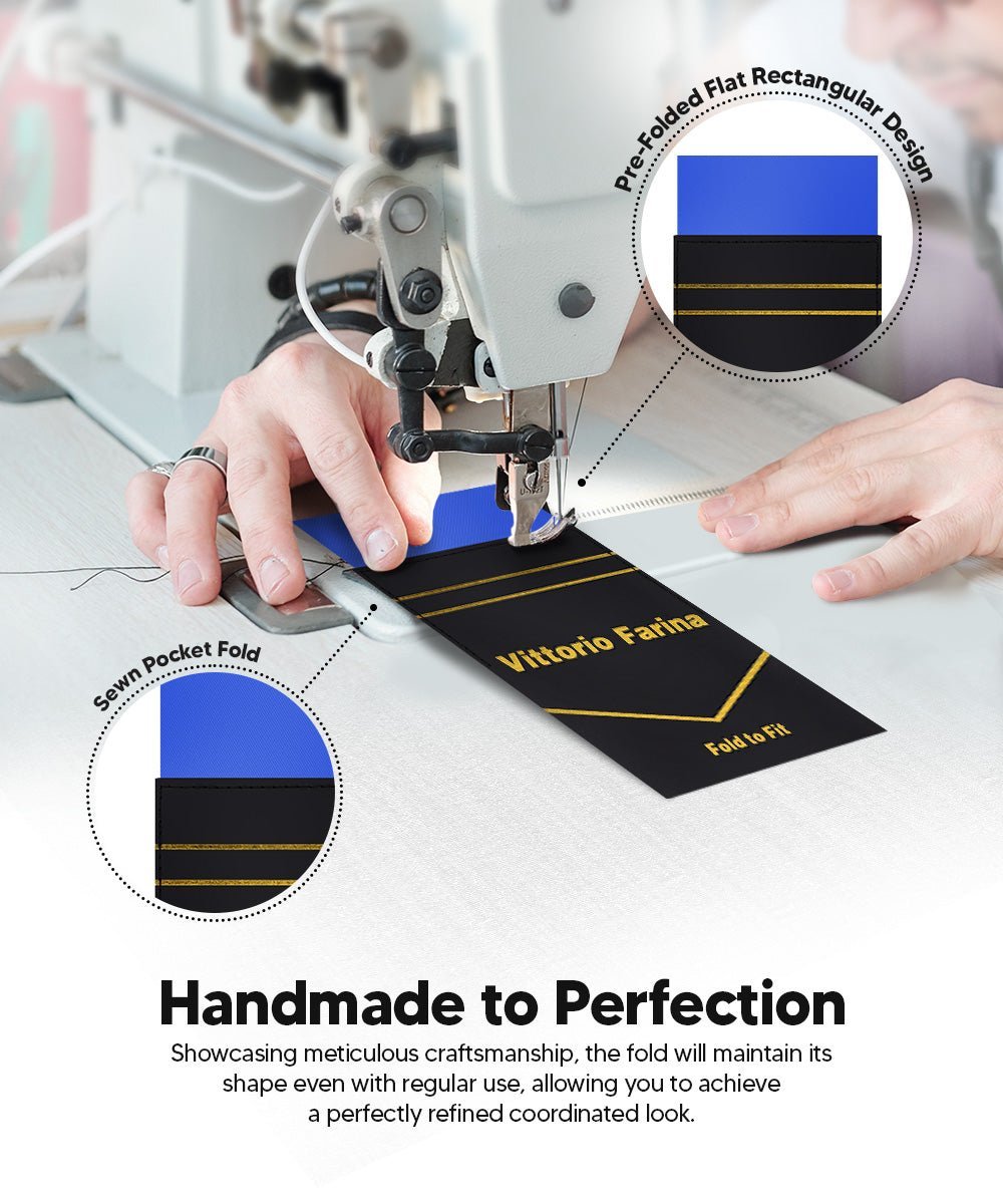 Solid Flat Pre - Folded Pocket Square by Vittorio Farina (PS - PREFOLD - FLAT_ROYAL) for Independent Retail Stores by Dubal Brothers