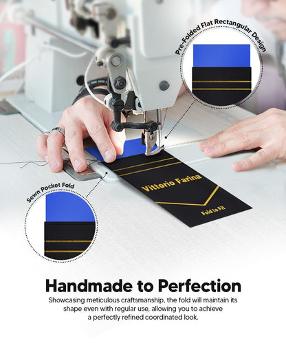 Solid Flat Pre - Folded Pocket Square by Vittorio Farina (PS - PREFOLD - FLAT_ROYAL) for Independent Retail Stores by Dubal Brothers