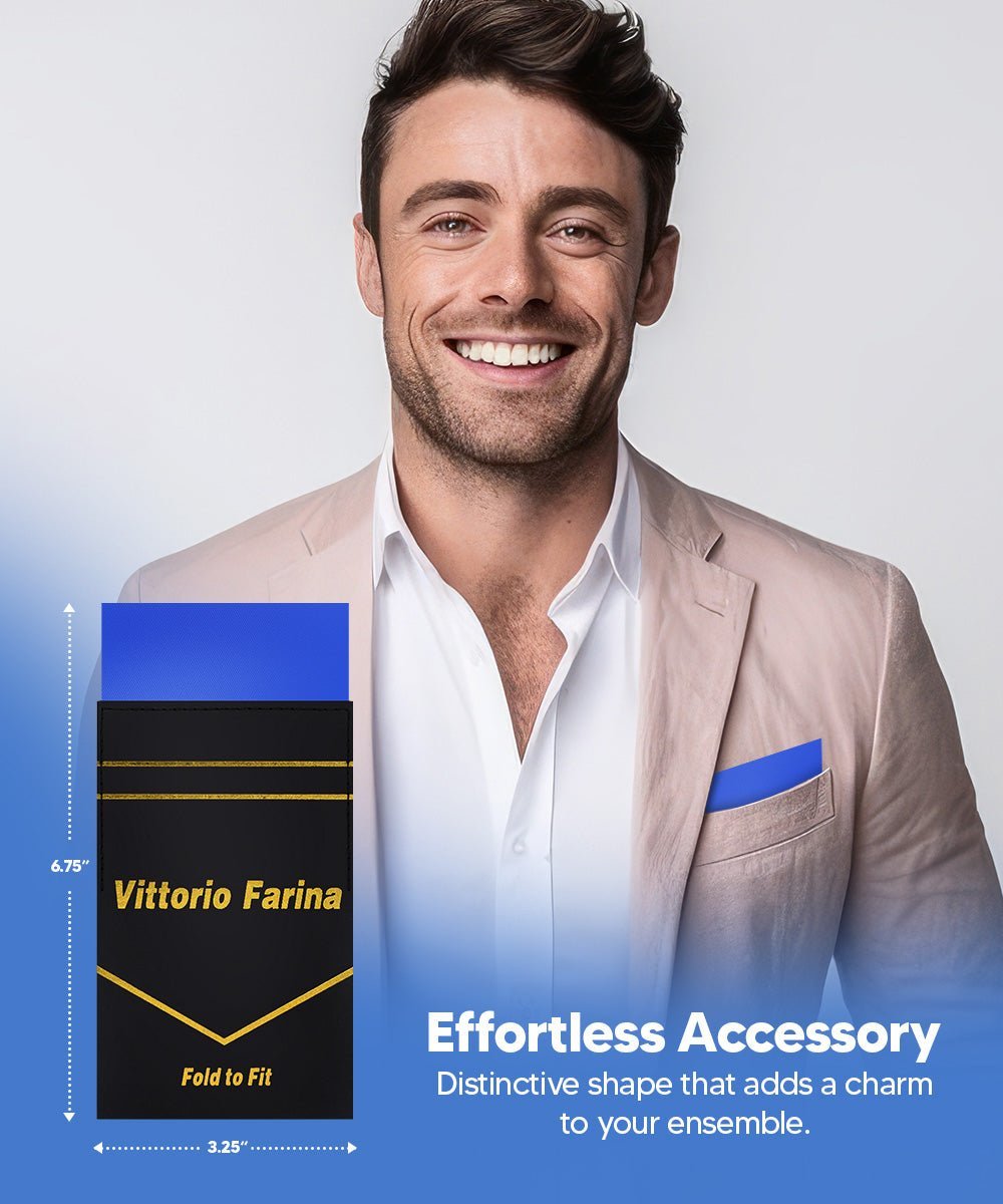 Solid Flat Pre - Folded Pocket Square by Vittorio Farina (PS - PREFOLD - FLAT_ROYAL) for Independent Retail Stores by Dubal Brothers