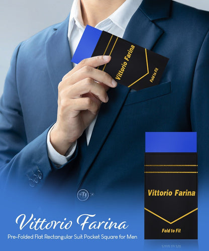 Solid Flat Pre - Folded Pocket Square by Vittorio Farina (PS - PREFOLD - FLAT_ROYAL) for Independent Retail Stores by Dubal Brothers