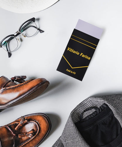 Solid Flat Pre - Folded Pocket Square by Vittorio Farina (PS - PREFOLD - FLAT_SILVER) for Independent Retail Stores by Dubal Brothers