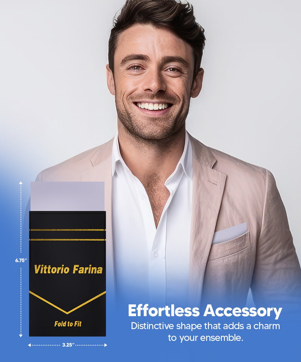 Solid Flat Pre - Folded Pocket Square by Vittorio Farina (PS - PREFOLD - FLAT_SILVER) for Independent Retail Stores by Dubal Brothers