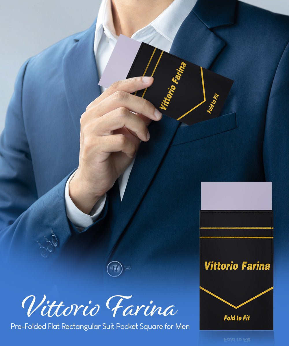 Solid Flat Pre - Folded Pocket Square by Vittorio Farina (PS - PREFOLD - FLAT_SILVER) for Independent Retail Stores by Dubal Brothers