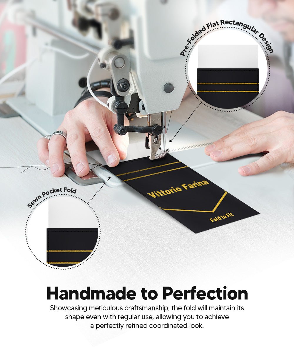 Solid Flat Pre - Folded Pocket Square by Vittorio Farina (PS - PREFOLD - FLAT_WHITE) for Independent Retail Stores by Dubal Brothers