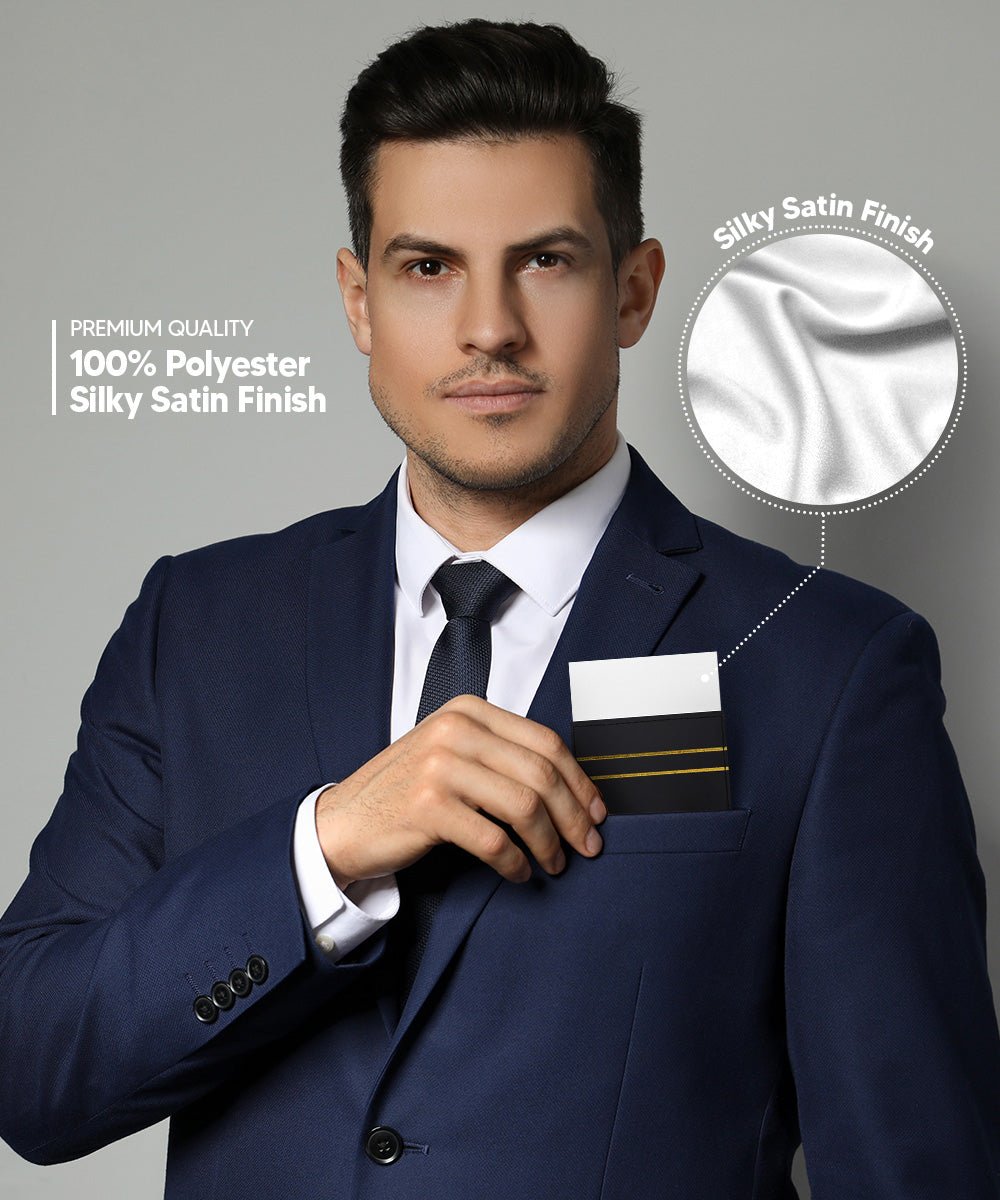 Solid Flat Pre - Folded Pocket Square by Vittorio Farina (PS - PREFOLD - FLAT_WHITE) for Independent Retail Stores by Dubal Brothers