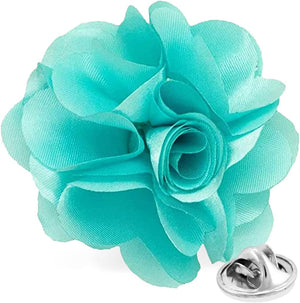 Solid Flower Lapel Pin by Vittorio Vico - Aqua - Wholesale Flower Lapel Pin by Dubal Brothers