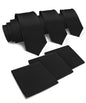 Solid Necktie & Pocket Square (Multipacks) by Vittorio Farina - Black - Wholesale Necktie & Pocket Square by Dubal Brothers