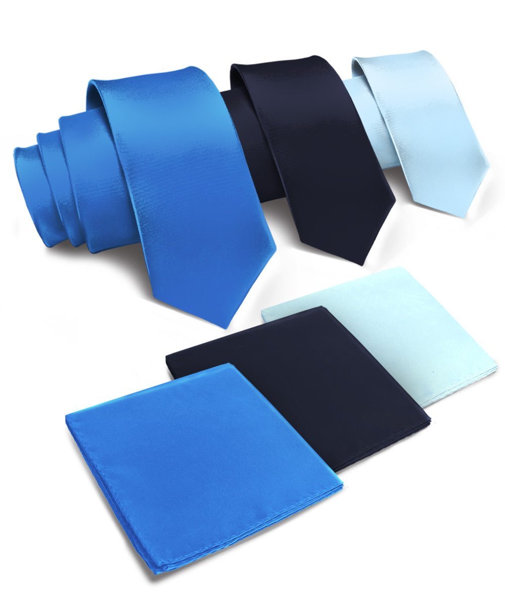 Solid Necktie & Pocket Square (Multipacks) by Vittorio Farina - Royal Blue - Wholesale Necktie & Pocket Square by Dubal Brothers