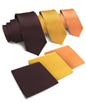Solid Necktie & Pocket Square (Multipacks) by Vittorio Farina - Brown/Mustard/Burnt Orange - Wholesale Necktie & Pocket Square by Dubal Brothers