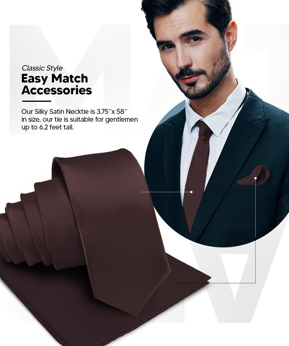 Solid Necktie & Pocket Square (Multipacks) by Vittorio Farina - Brown/Mustard/Burnt Orange - Wholesale Necktie & Pocket Square by Dubal Brothers